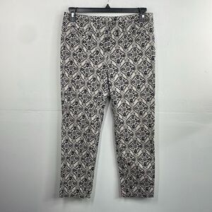 Loft Julie The Riviera Pant Navy & Off white Paisley cropped pants size 6